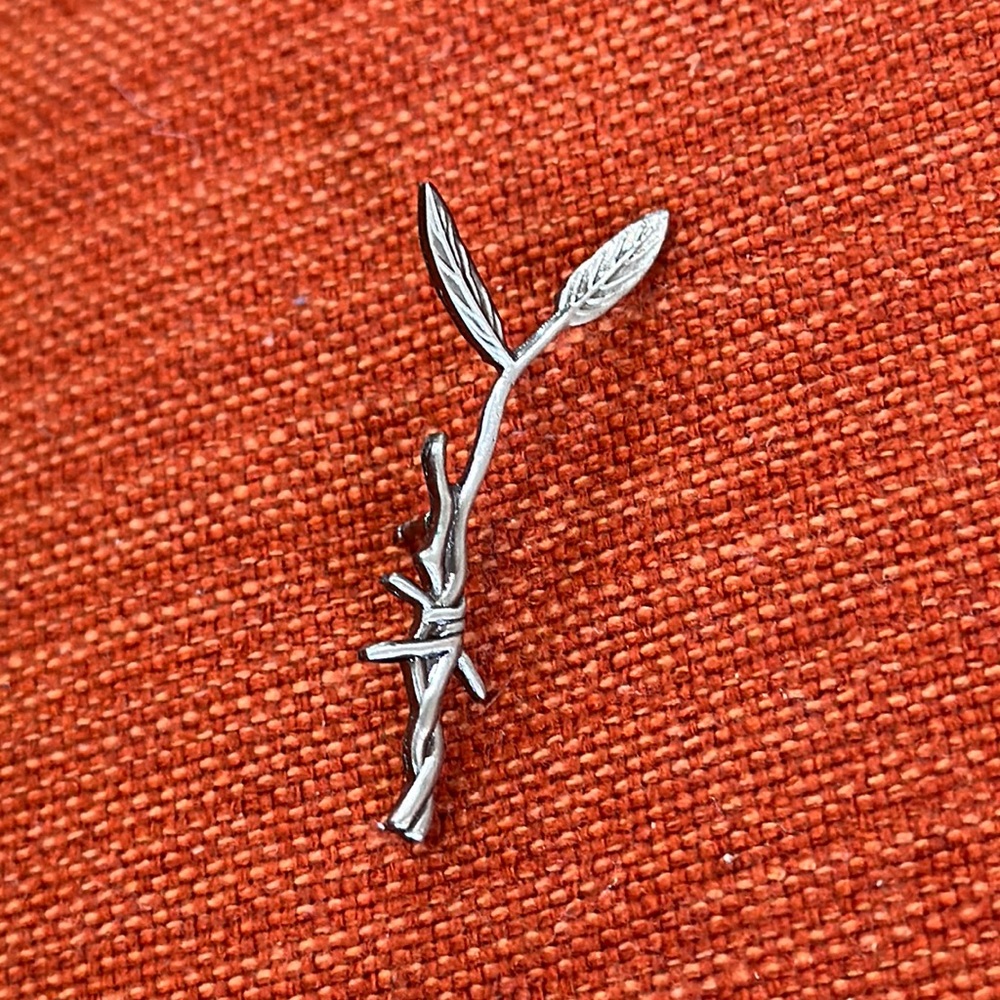 Silver tone twig pin